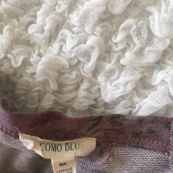 Floral Ruffle Sleeves Sweatshirt Top - Picture 4 of 7